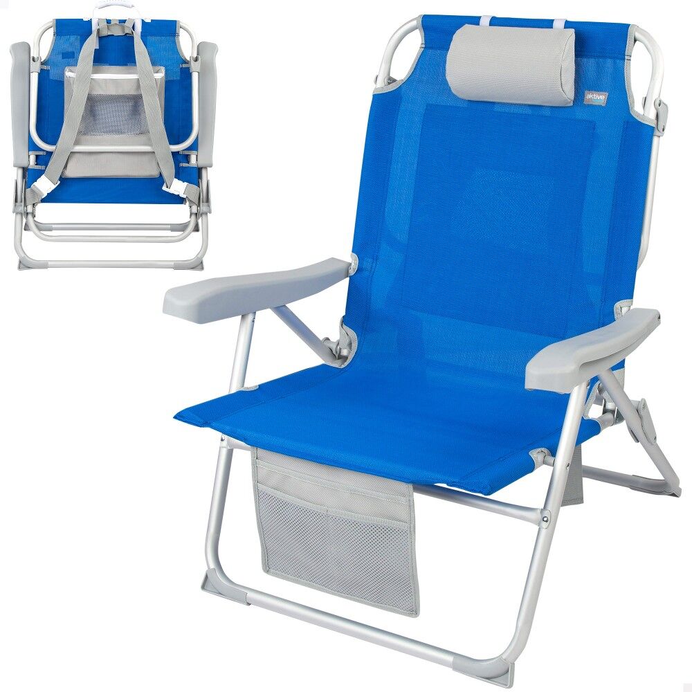 Mochila para cadeira de praia 55x66x86 cm 110 kg com almofada, bolsa e bolso aktive