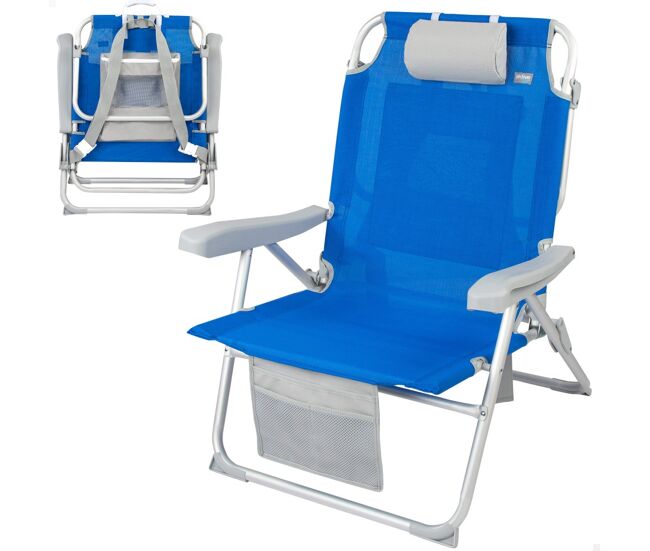 Mochila para cadeira de praia 55x66x86 cm 110 kg com almofada, bolsa e bolso aktive