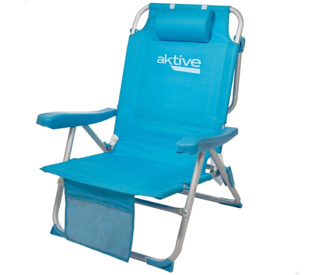 Aktive cadeira de praia xl baixa com múltiplas posições, 50x60x80 cm, bleu