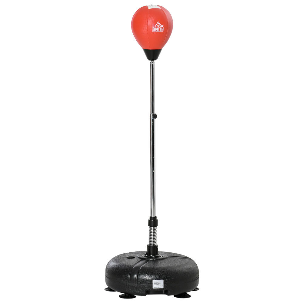 Homcom saco de boxe de pé com altura ajustável de 4 níveis punching ball com base preenchida luvas e inflador para adultos e adolescentes ø45x132-