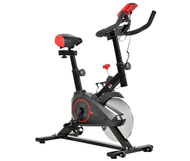 Homcom bicicleta estática spinning com monitor lcd volante de inércia de 6kg assento e guidão com altura ajustável resistência regulável e silenciosa