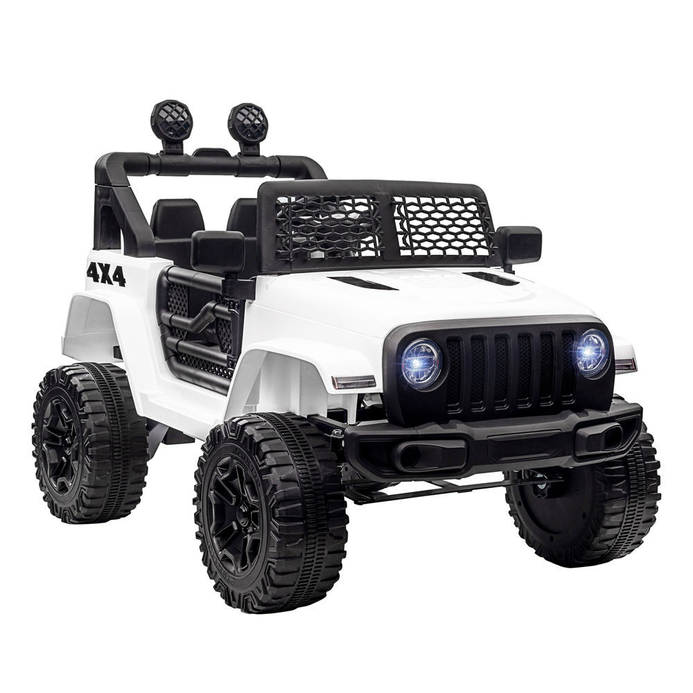 Homcom carro électrique para enfants acima de 3 anos carro de bateria 12v com 2 motores controle remoto 2.4g luzes buzina velocidade ajustável carga máxima 30kg 100x65x72cm blanc