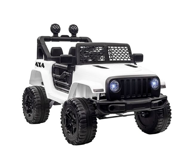 Homcom carro électrique para enfants acima de 3 anos carro de bateria 12v com 2 motores controle remoto 2.4g luzes buzina velocidade ajustável carga máxima 30kg 100x65x72cm blanc