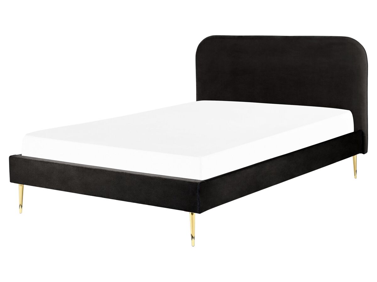 Beliani Cama Terciopelo FLAYAT 173x215 Preto