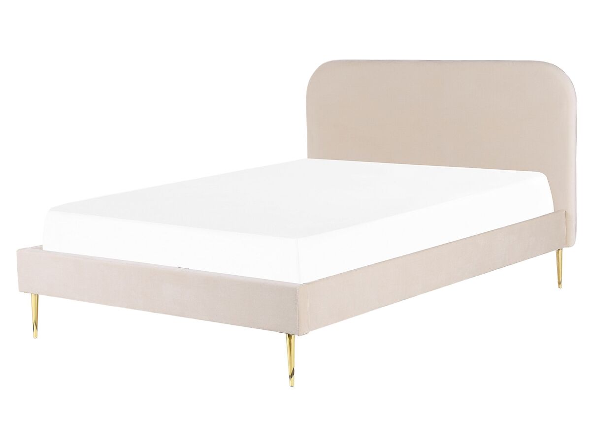Beliani Cama Terciopelo FLAYAT 173x215 Bege