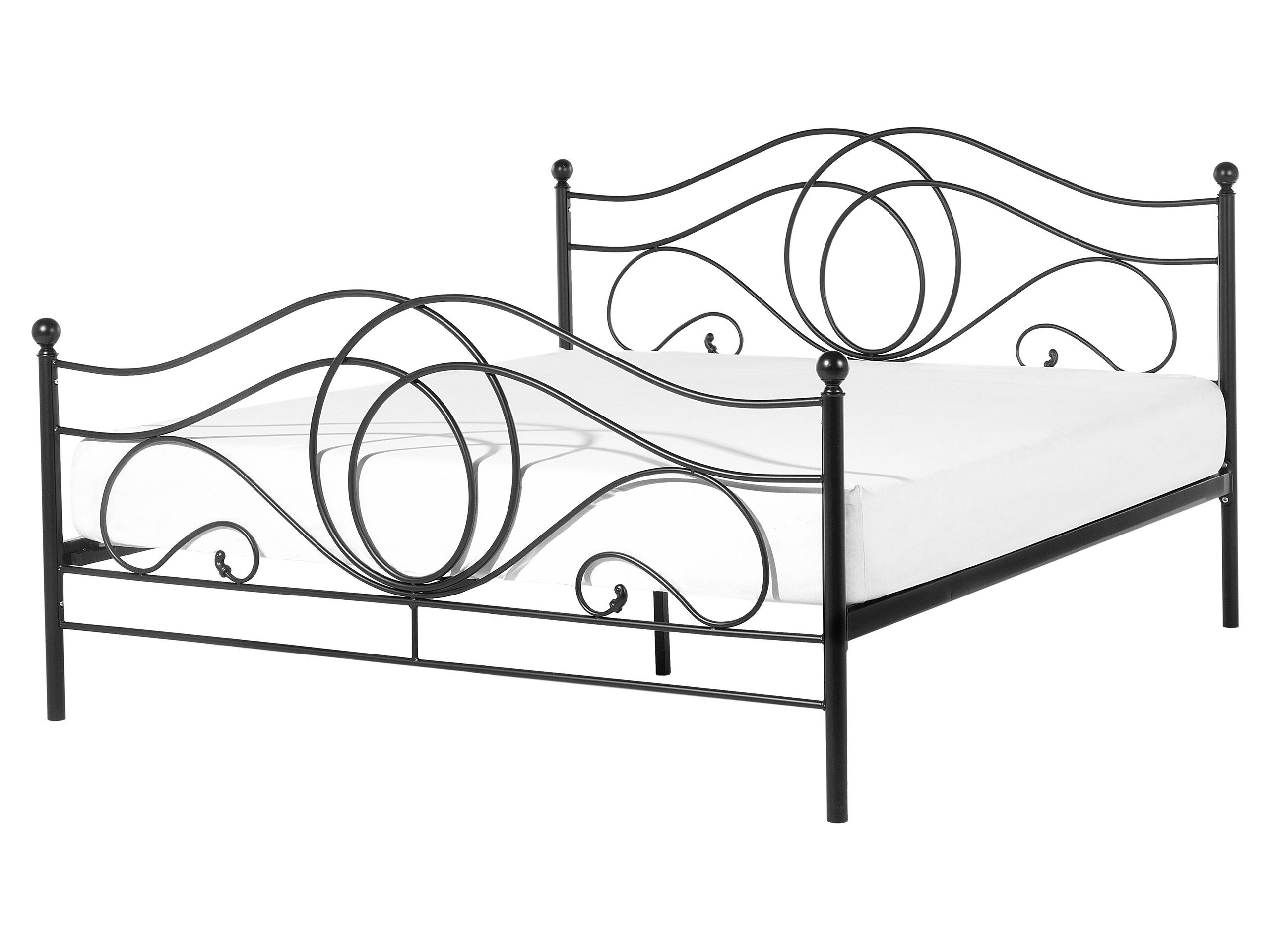 Beliani Cama Aço LYRA 162x209 Preto