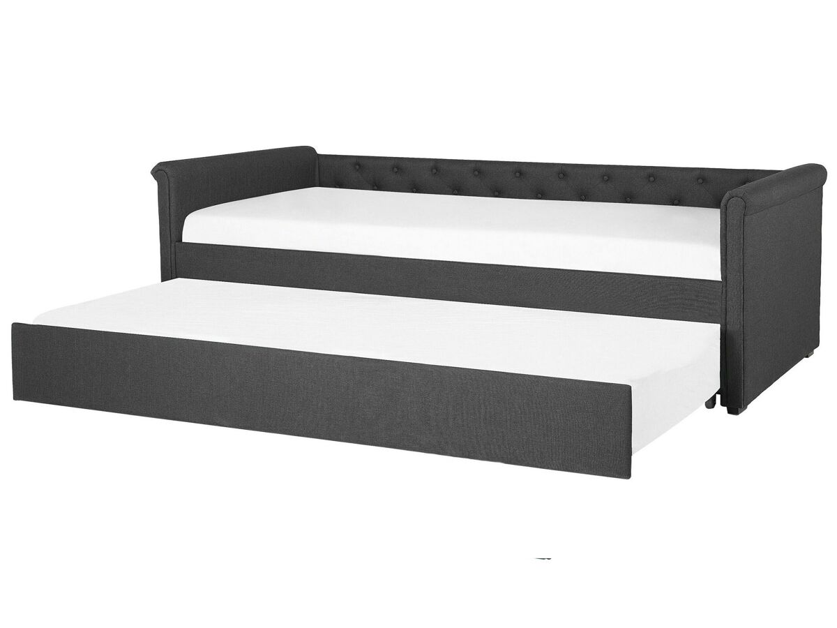 Beliani Cama nido Poliéster LIBOURNE 92x220 Cinza Escuro