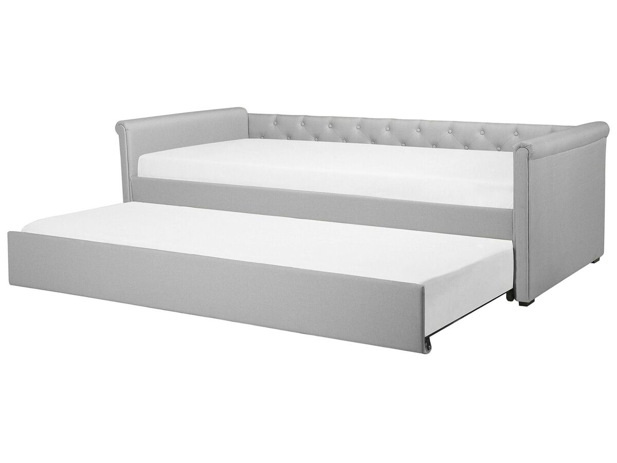 Beliani Cama nido Poliéster LIBOURNE 92x220 Cinza Claro