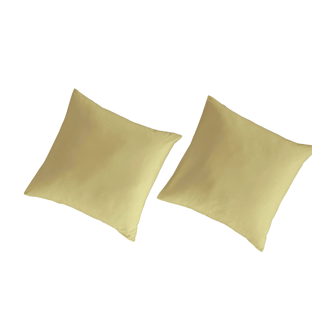 2 fronhas para almofada 100% algodão percal orgãnico 65x65 cm amarelo claro