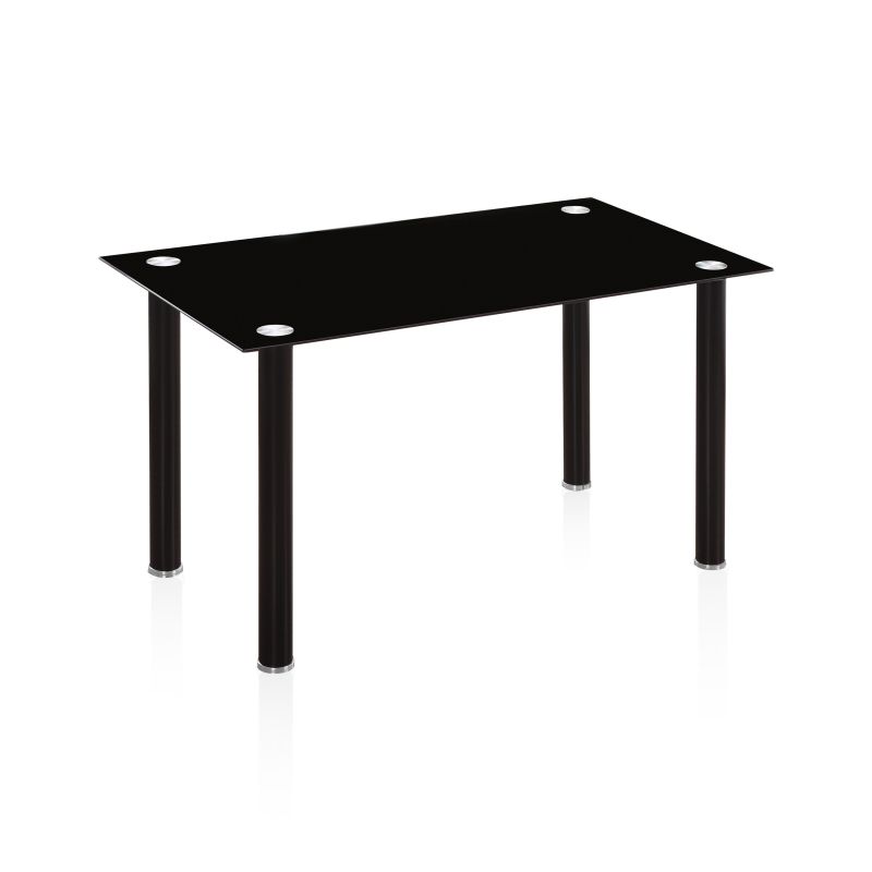 Duehome Mesa De Jantar Ake Vidro - Cromado 140 X 75 X 80 Cm Preto