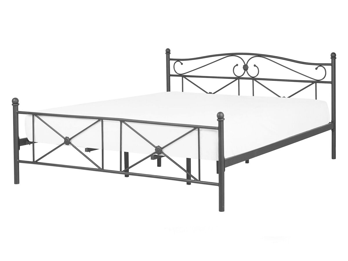 Beliani Cama Acero RODEZ 146x208 Preto