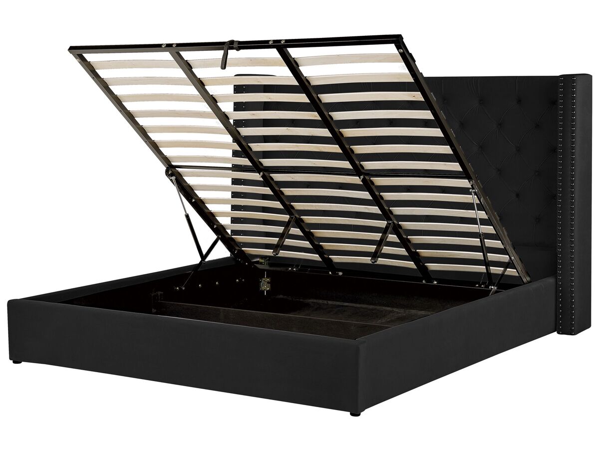 Beliani Cama con almacenaje Terciopelo LUBBON 210x217