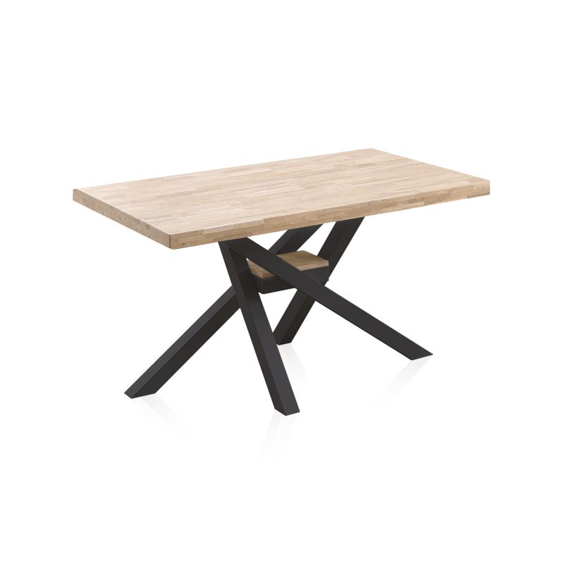 Duehome Mesa De Jantar Xena 140 Preto - Carvalho 140Cm X 76 X 80 Cm Madeira