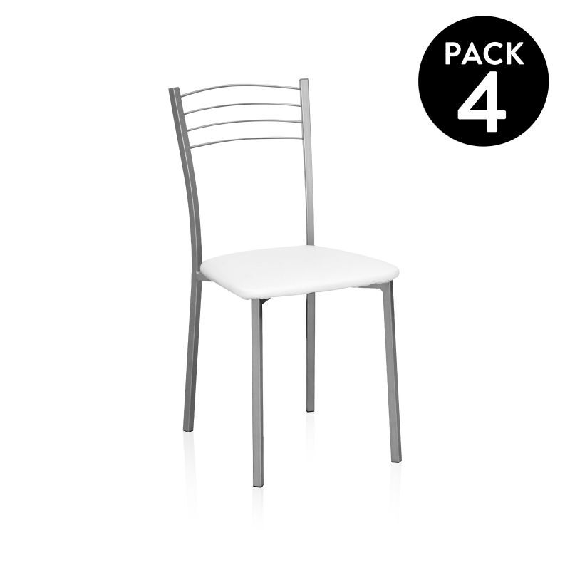 Conjunto de 4 cadeiras de cozinha chef cinzento - branco 41 x 85 x 40 cm