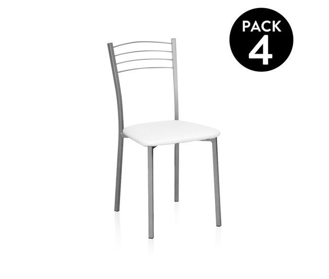 Conjunto de 4 cadeiras de cozinha chef cinzento - branco 41 x 85 x 40 cm