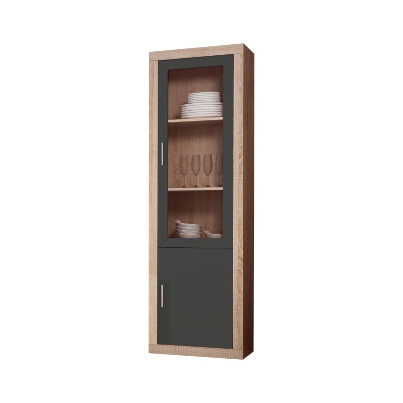 Nuka vitrina 2 portas cambria - branco, cambria - grafite 60 x 193,2 x 34,6 cm