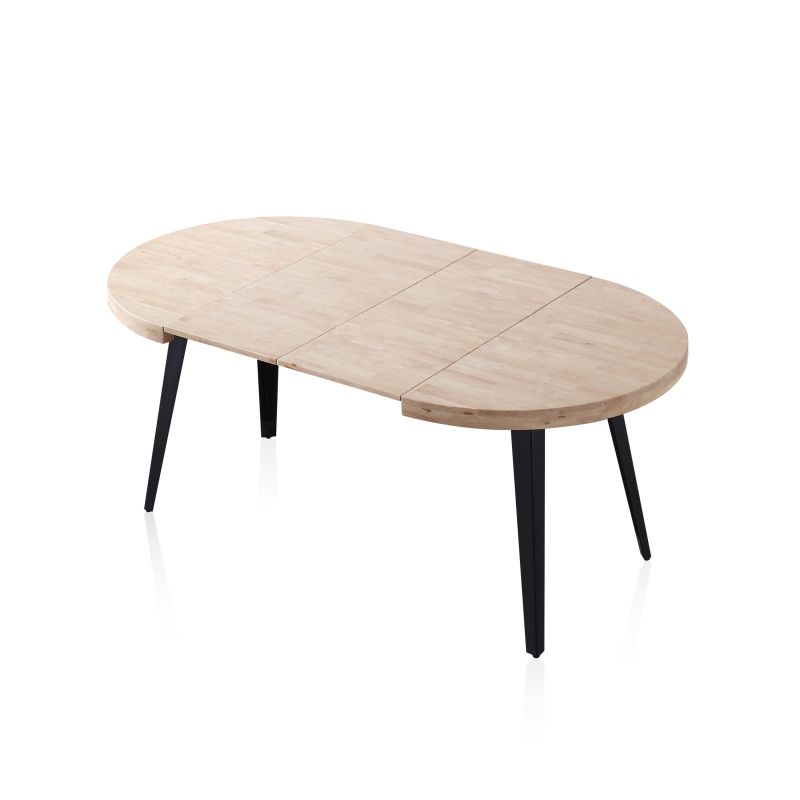 Mesa redonda extensível berg preto - carvalho 100/180 x 78 x 100 cm