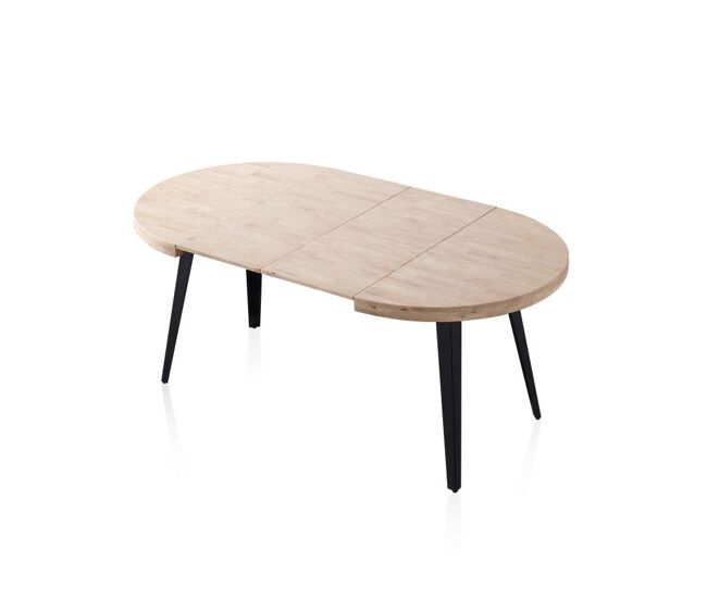 Mesa redonda extensível berg preto - carvalho 100/180 x 78 x 100 cm