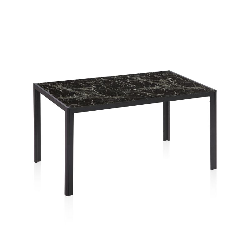 Duehome Mesa De Jantar Lacey Mármore Preto 135 X 75 X 80 Cm Cinza
