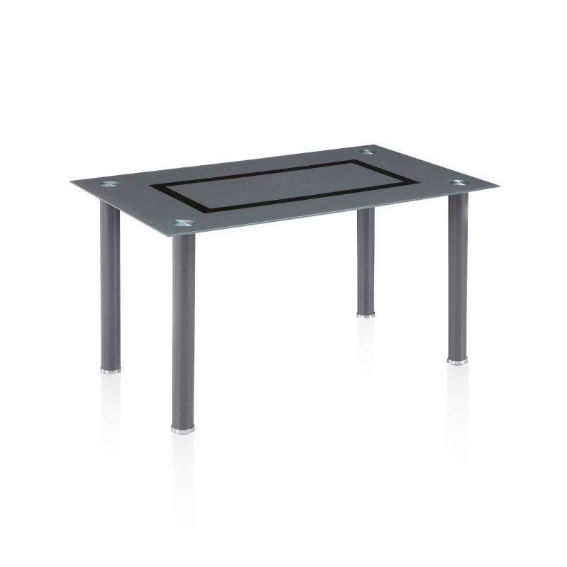 Duehome Mesa De Jantar Cinzenta Cinzento - Vidro Cinzento 140 X 76 X 80 Cm Cinza