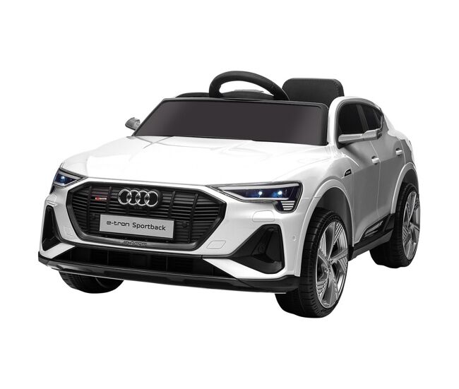 Homcom carro électrique audi e-tron 12v para enfants acima de 3 anos com controle remoto faróis buzina música mp3 tf usb e abertura da porta 3-8km/h 108x60x47cm blanc