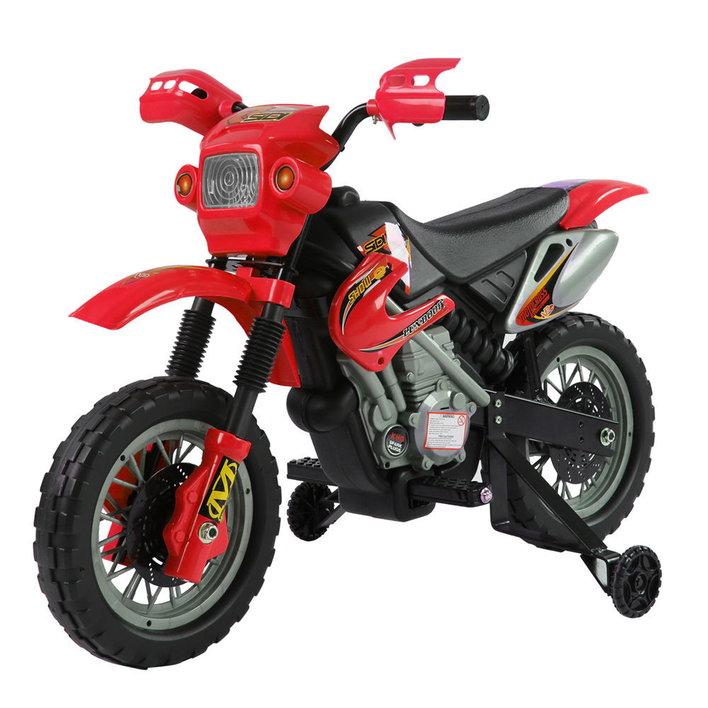 Homcom mota elétrica para crianças mota elétrica infantil bateria 6v para crianças acima de 3 anos com rodas de apoio 102x53x66 cm vermelho e preto