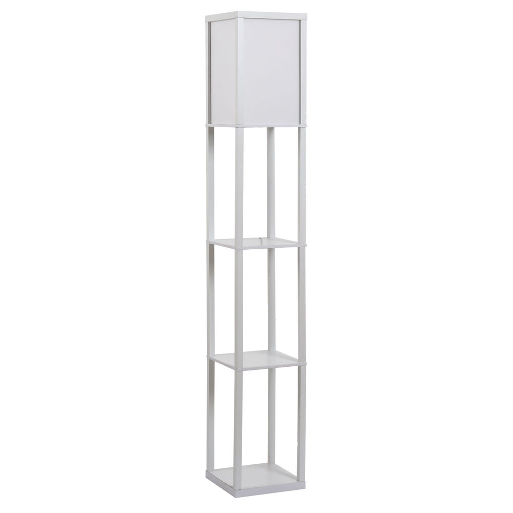 Homcom candeeiro de pé com prateleiras de armazenamento, candeeiro de leitura moderno, abajur de acrílico, casquilho e27, para decoração, sala, quarto