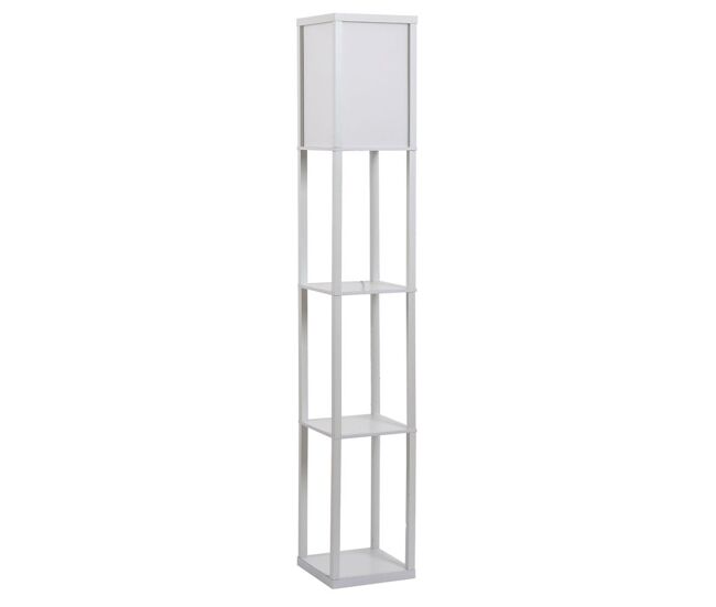 Homcom candeeiro de pé com prateleiras de armazenamento, candeeiro de leitura moderno, abajur de acrílico, casquilho e27, para decoração, sala, quarto