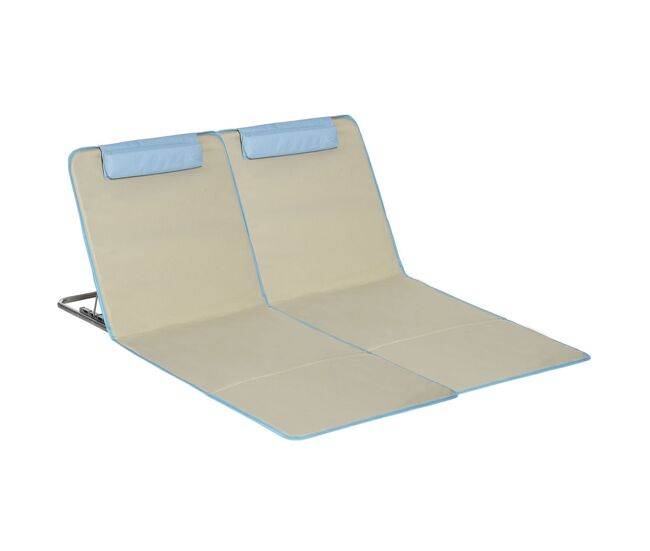 Outsunny conjunto de 2 esteiras de praia dobráveis 124x53x35-45 cm com encosto ajustável em 5 níveis e almofada de cabeça esteiras portáteis em