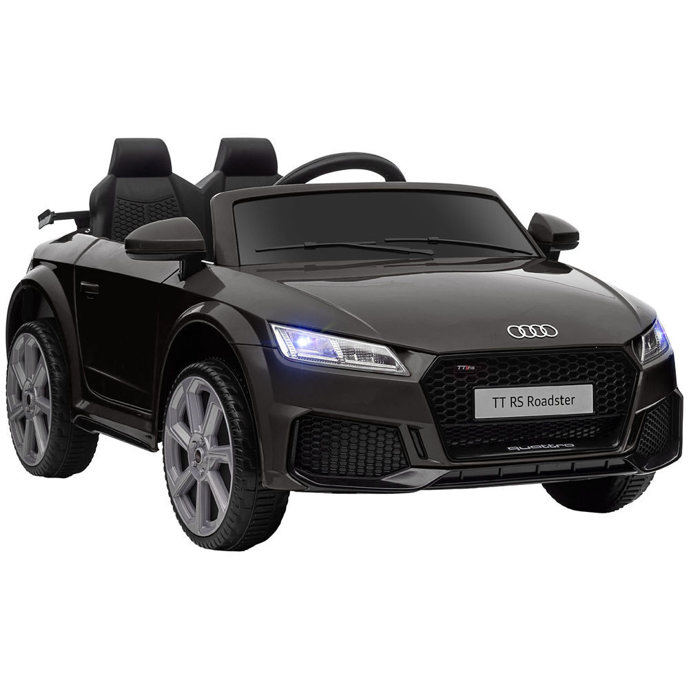 Homcom carro elétrico audi tt para crianças acima de 3 anos com controlo remoto música e luzes bateria 12v abertura da porta 102x60x44 cm preto