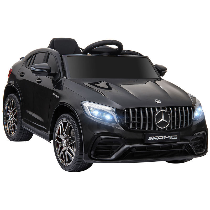 Homcom carro électrique mercedes amg 12v para enfants acima de 3 anos com controle remoto música luzes abertura da porta 115x70x55cm noir