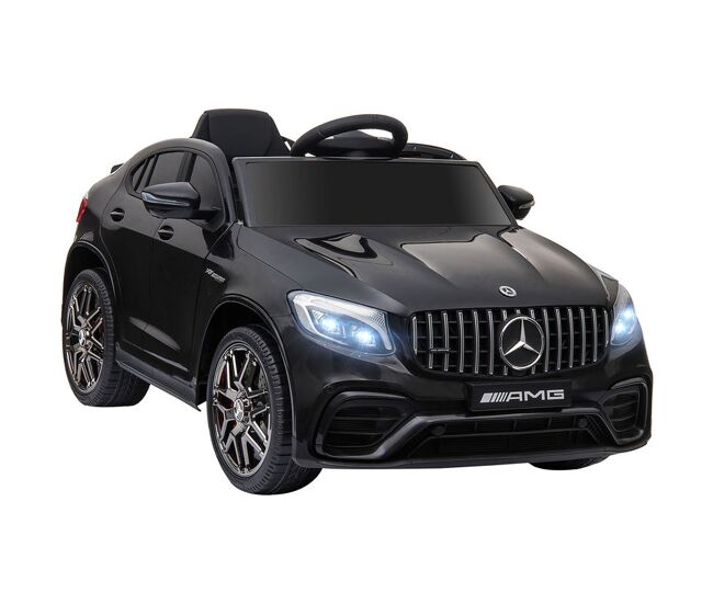 Homcom carro électrique mercedes amg 12v para enfants acima de 3 anos com controle remoto música luzes abertura da porta 115x70x55cm noir