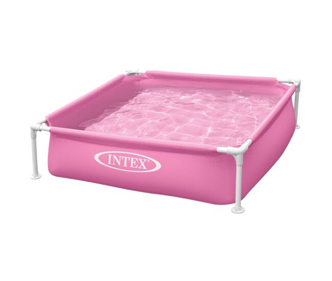 Piscina mini frame quadrada desmontável rosa intex