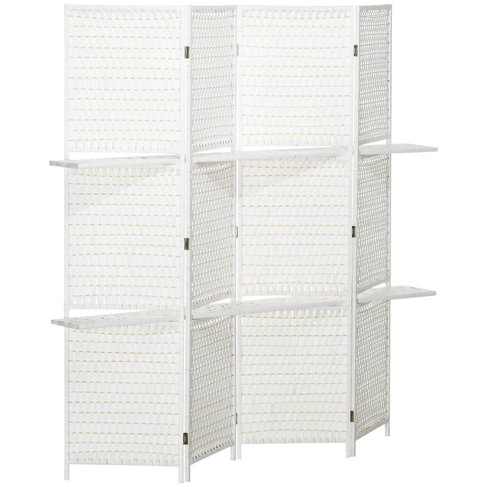 Biombo Corda de Papel, Bambu e Madeira de Pinho HOMCOM