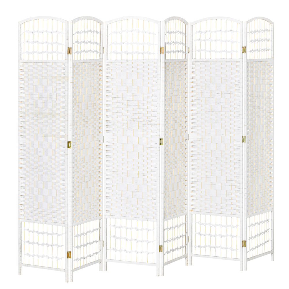 Homcom biombo de 6 paineis separador de ambientes dobrável 242x170cm divisória de habitações de fibra de papel decoração elegante para dormitório sala