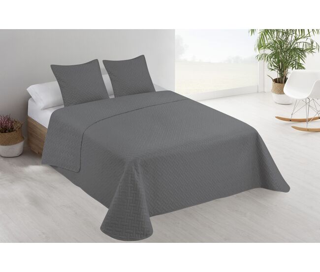 Colcha lisa + almofadas acolchoadas belmonte cama 105 cinza 200x260cm