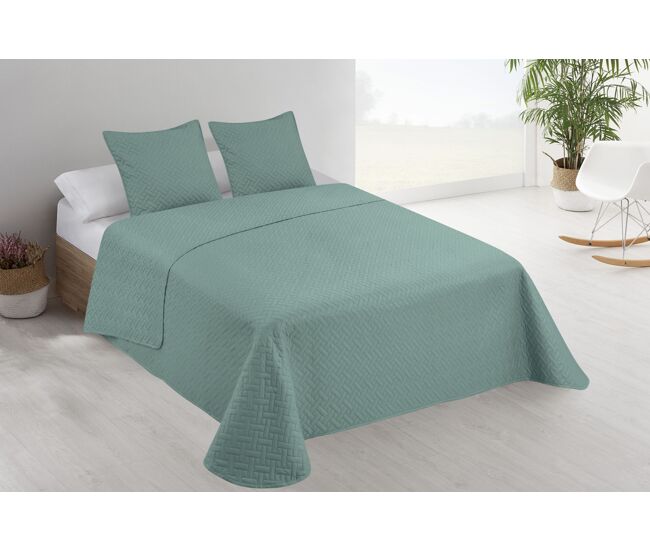 Colcha lisa + almofadas acolchoadas belmonte cama 105 verde 200x260cm