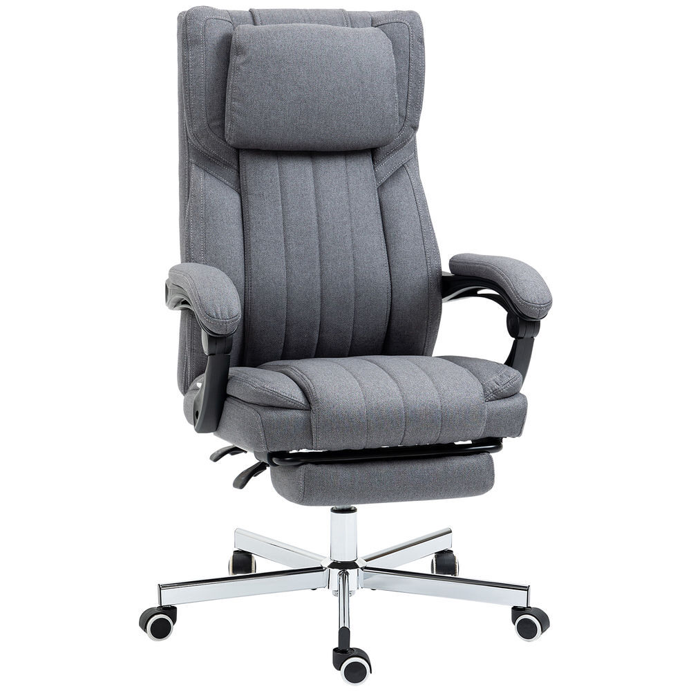 Vinsetto chaise de bureau avec 6 points de massage par vibration chaise de bureau inclinable avec hauteur ajustable télécommande dossier haut et appui-tête 65x61x101-113 cm gris