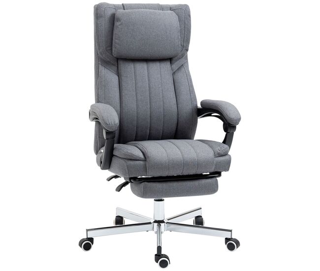 Vinsetto chaise de bureau avec 6 points de massage par vibration chaise de bureau inclinable avec hauteur ajustable télécommande dossier haut et appui-tête 65x61x101-113 cm gris
