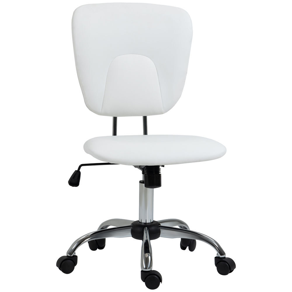 Vinsetto cadeira de escritório cadeira de escritório giratória de couro pu com altura ajustável e função basculante para estúdio dormitório carga máxima 120 kg 50x54x87,5-96,5 cm blanc