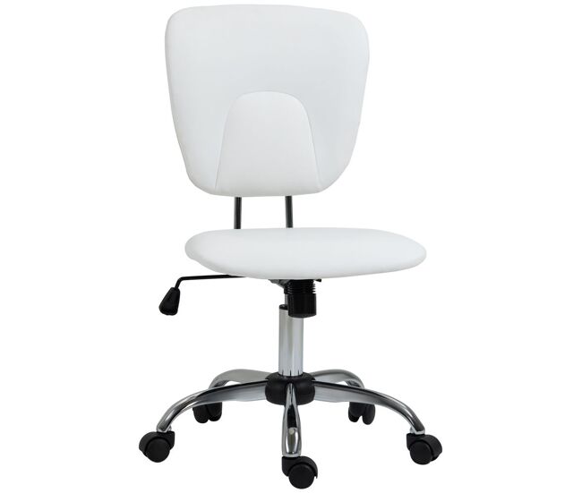 Vinsetto cadeira de escritório cadeira de escritório giratória de couro pu com altura ajustável e função basculante para estúdio dormitório carga máxima 120 kg 50x54x87,5-96,5 cm blanc