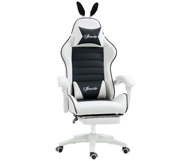 Vinsetto cadeira gaming profissional cadeira gamer giratória de couro pu com altura ajustável inclinável 135° apoio para a cabeça e apoio para os