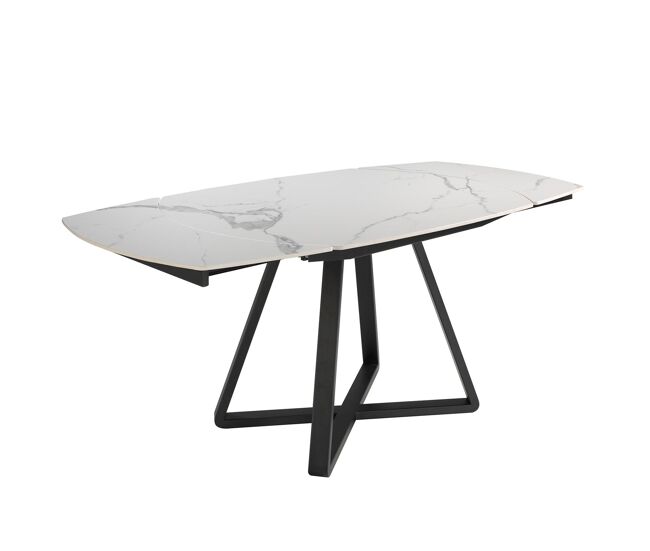 Angel cerda mesa de jantar extensível barril oval mármore porcelânico e acier noir