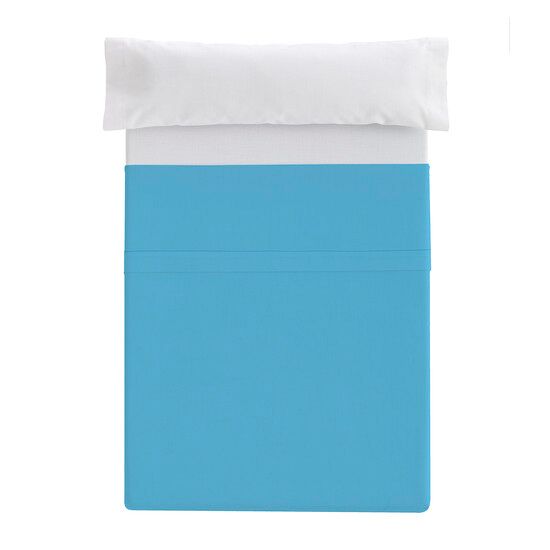 Lençol plano com elástico cama donegal 150cm turquesa