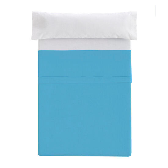 Lençol plano com elástico cama donegal 180cm turquesa