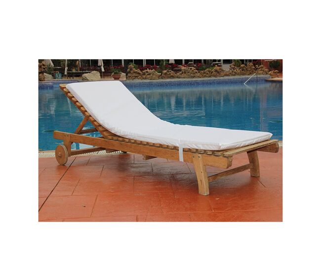 Colchão para espreguiçadeira impermeável 180x60x6 cm branco acomoda têxtil.