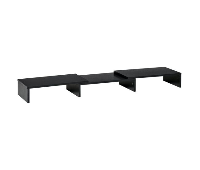 Vinsetto suporte elevado para monitores de madeira ajustável em comprimento e ângulo para 2 monitores notebook 80-117x23,5x10cm preto