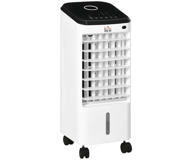 Homcom climatizador refrigerador de ar portátil 3,5 l 3 em 1 climatizador humidificador ventoinha 65w ecrã led controlo remoto temporizador