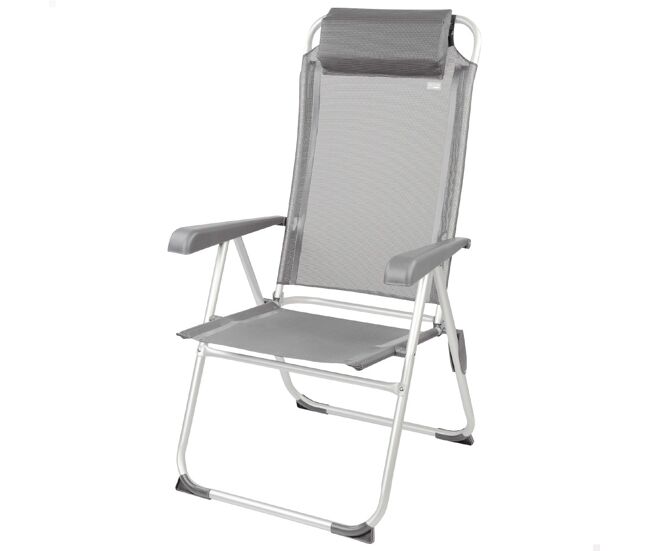 Cadeira de acampamento dobrável anti-roll e multiposição cinza com almofada aktive