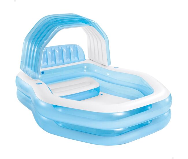 Piscina inflável para enfants bleu c/poltrona e toldo 229x191x135 cm intex